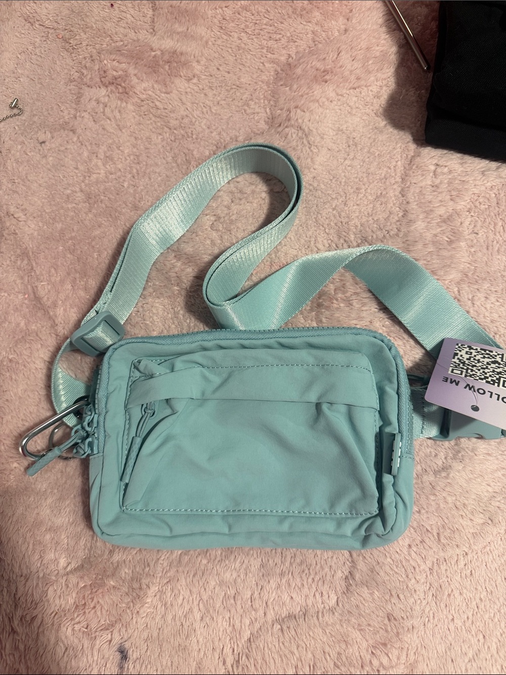 Light Aqua Crossbody Bag with Adjustable Strap - Unbranded